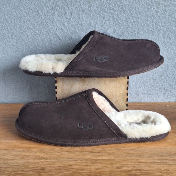 UGG Scuff Slippers Men’s 9 Espresso Suede Sheepskin Wool Lined EU 42 main image 7